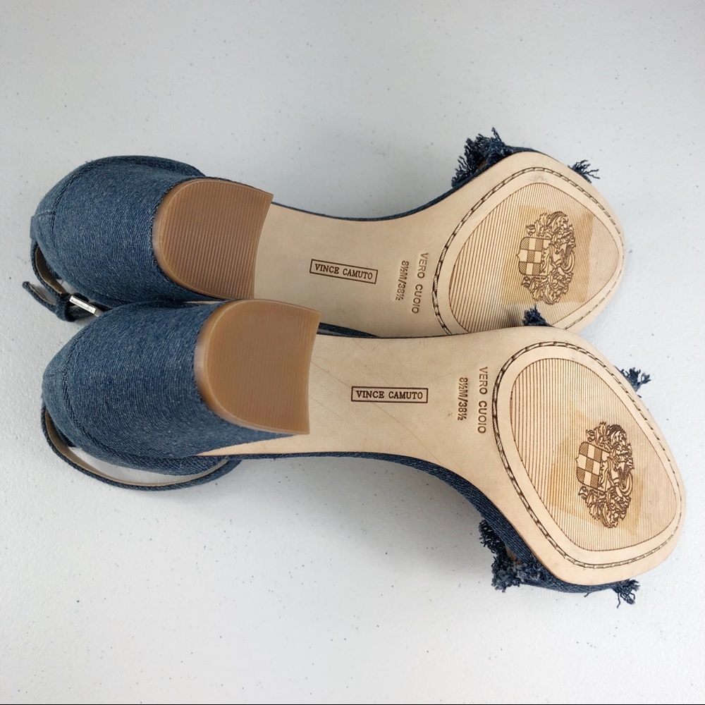 Vince Camuto Mid Blue Frayed Denim Shoes Size 8.5 - Picture 8 of 8